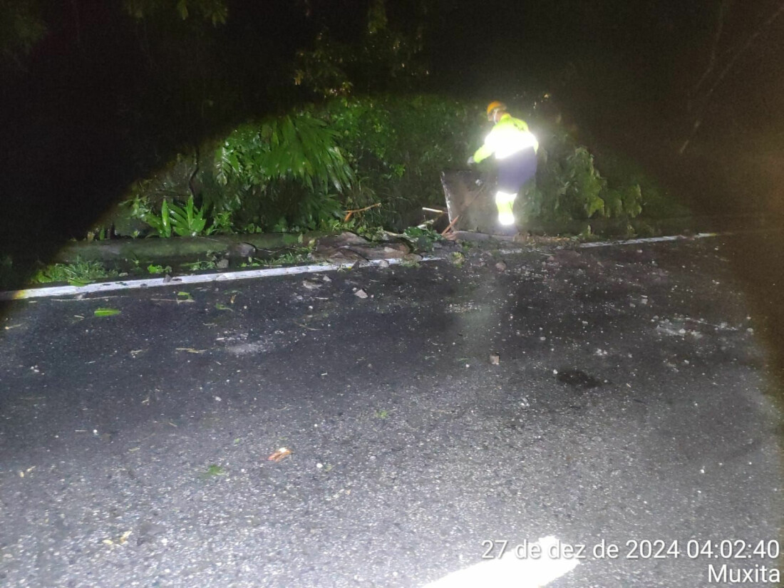 Trecho da Mogi-Bertioga é interditado nesta quarta (8) por deslizamento 