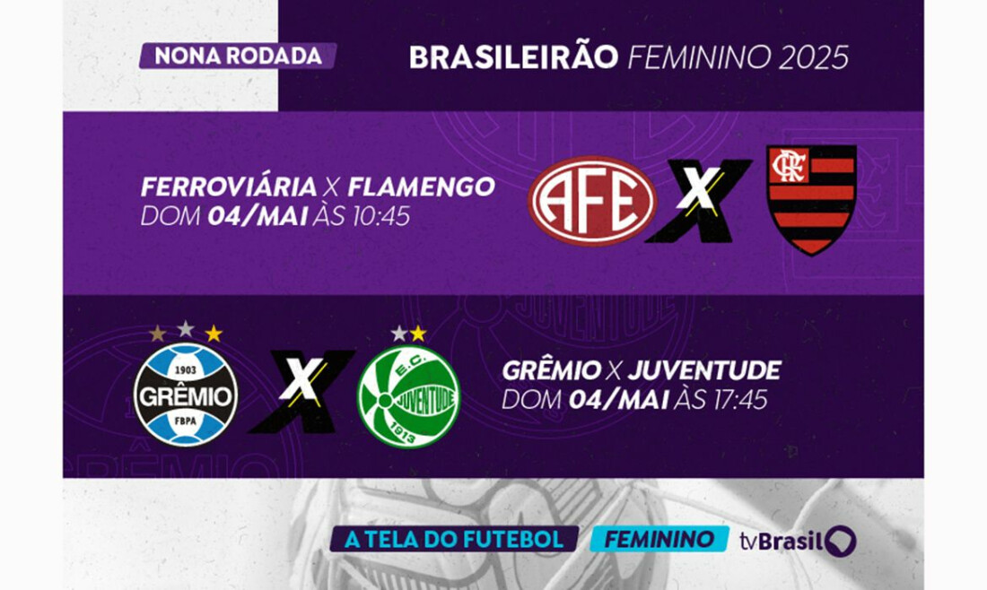 TV Brasil transmite dois jogos do Brasileirão Feminino neste domingo