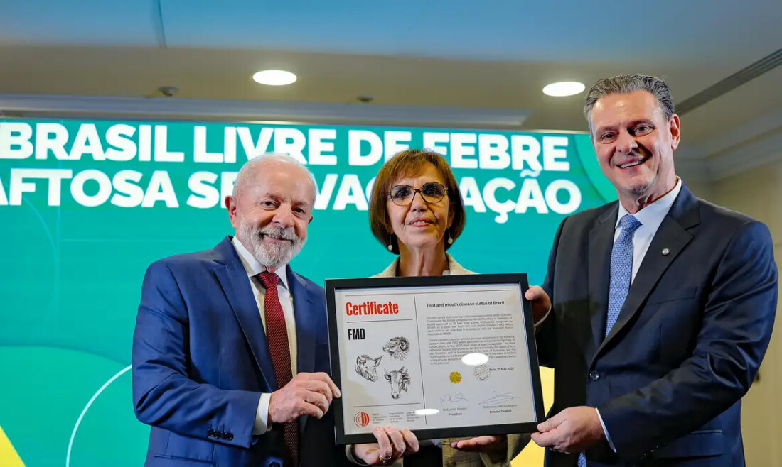 Lula recebe certificado de país livre da febre aftosa