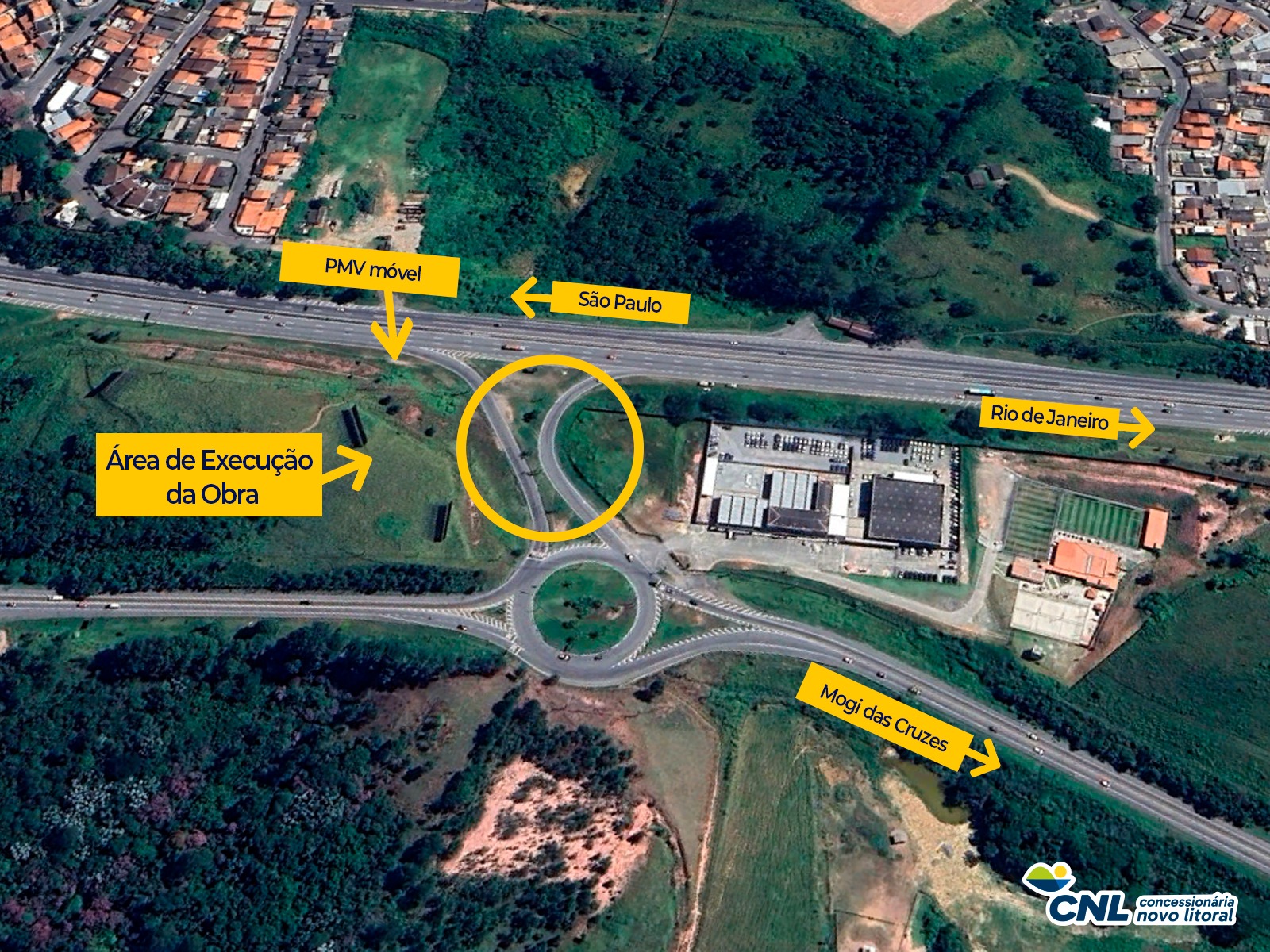 Obra interdita acesso na rodovia Mogi-Dutra (Pedro Eroles) em Arujá