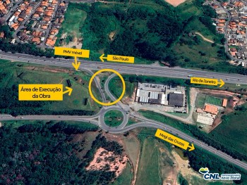 Obra interdita acesso na rodovia Mogi-Dutra (Pedro Eroles) em Arujá