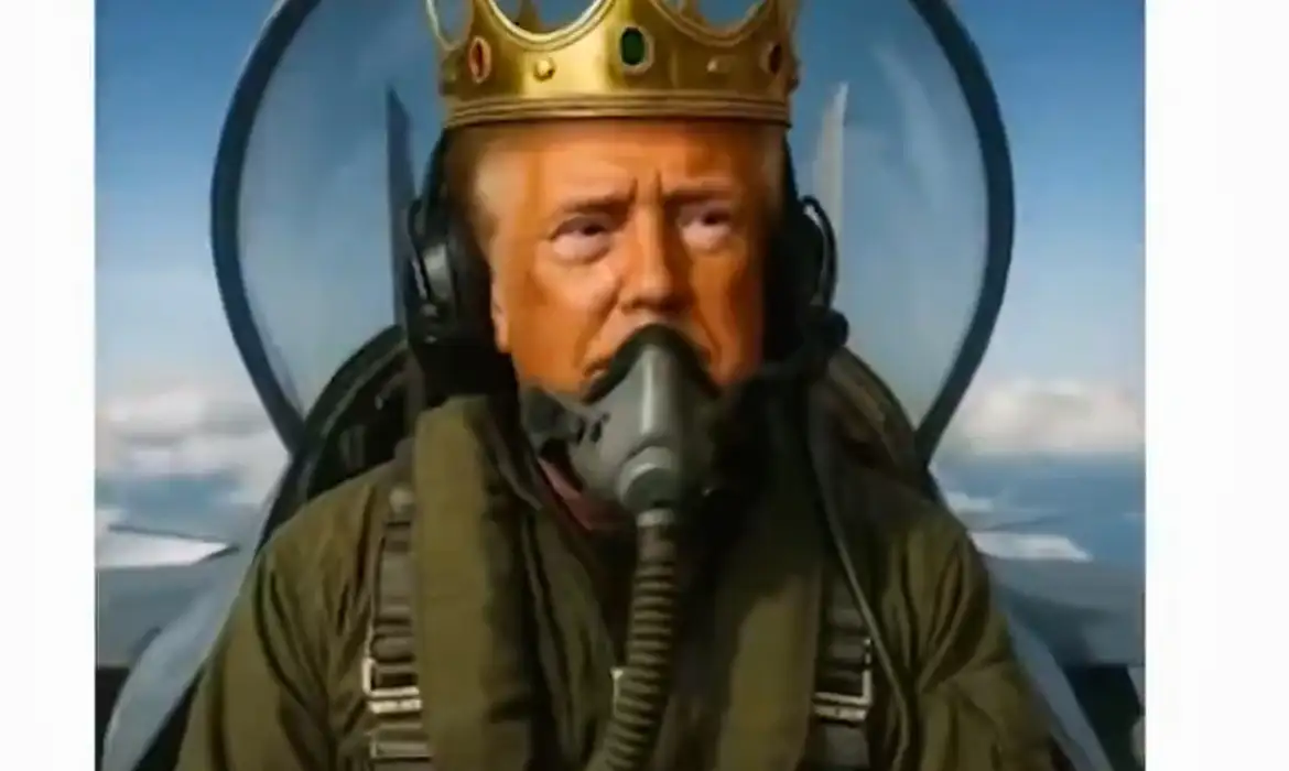 Trump responde a protestos com vídeo em IA nas redes: "não sou rei"