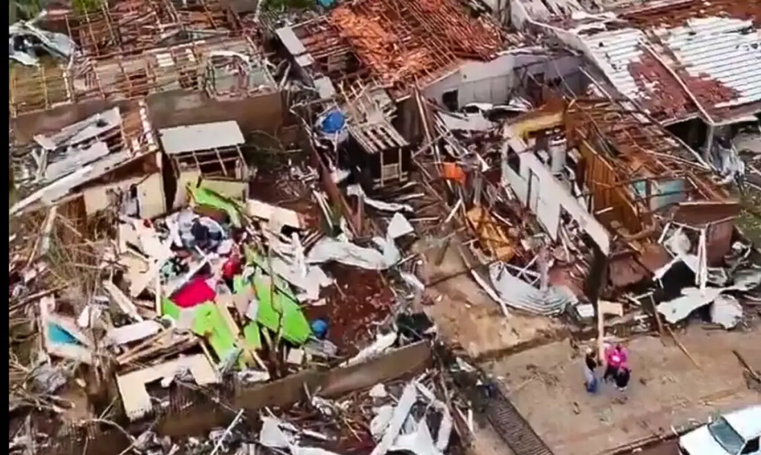 Tornado destrói 90% de Rio Bonito do Iguaçu (PR) e causa seis mortes