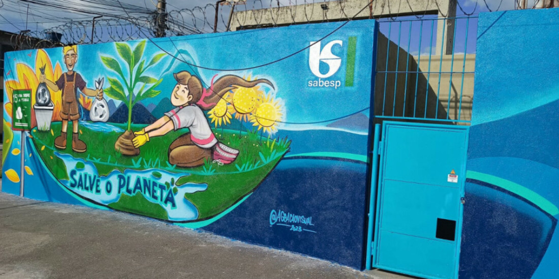 Grafite transforma muro de estação elevatória