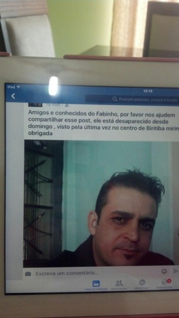 Homem desaparecido em Biritiba Mirim