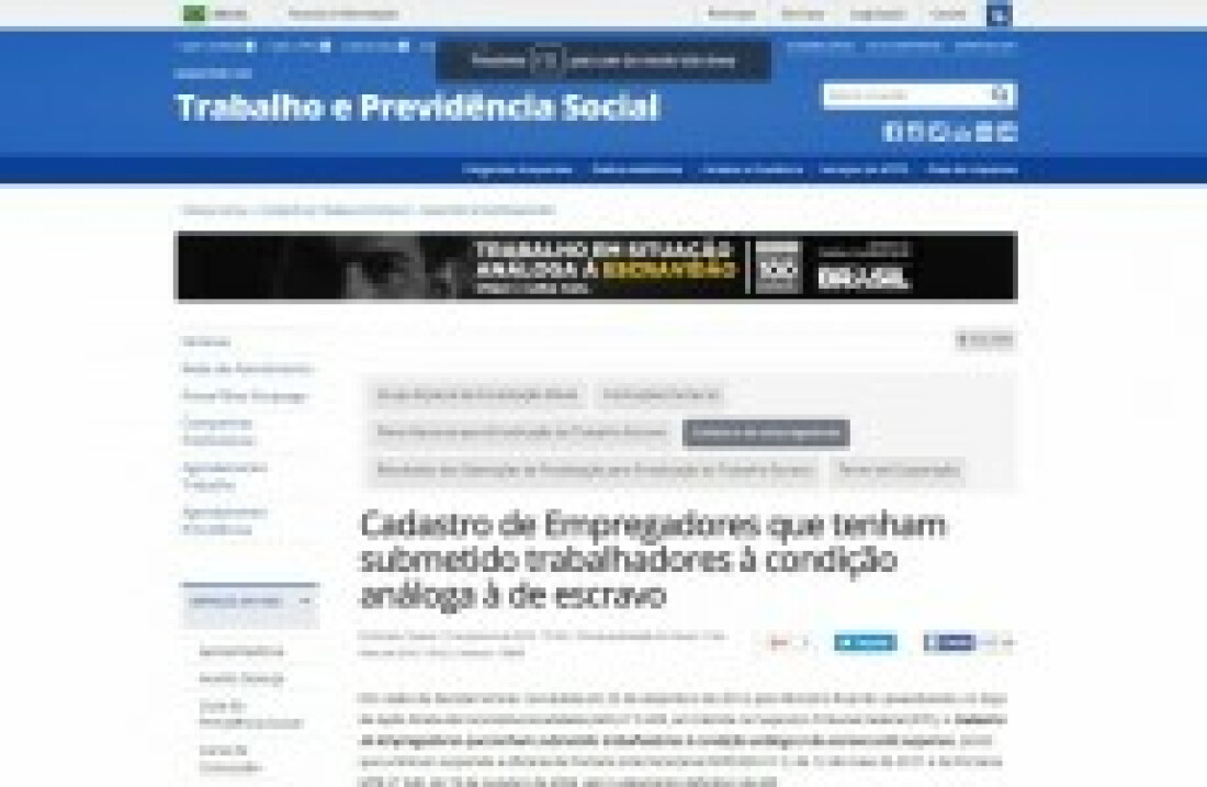 Ministério do Trabalho lista trabalho escravo em 2 cidades