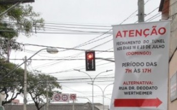 Túnel será interditado neste domingo: