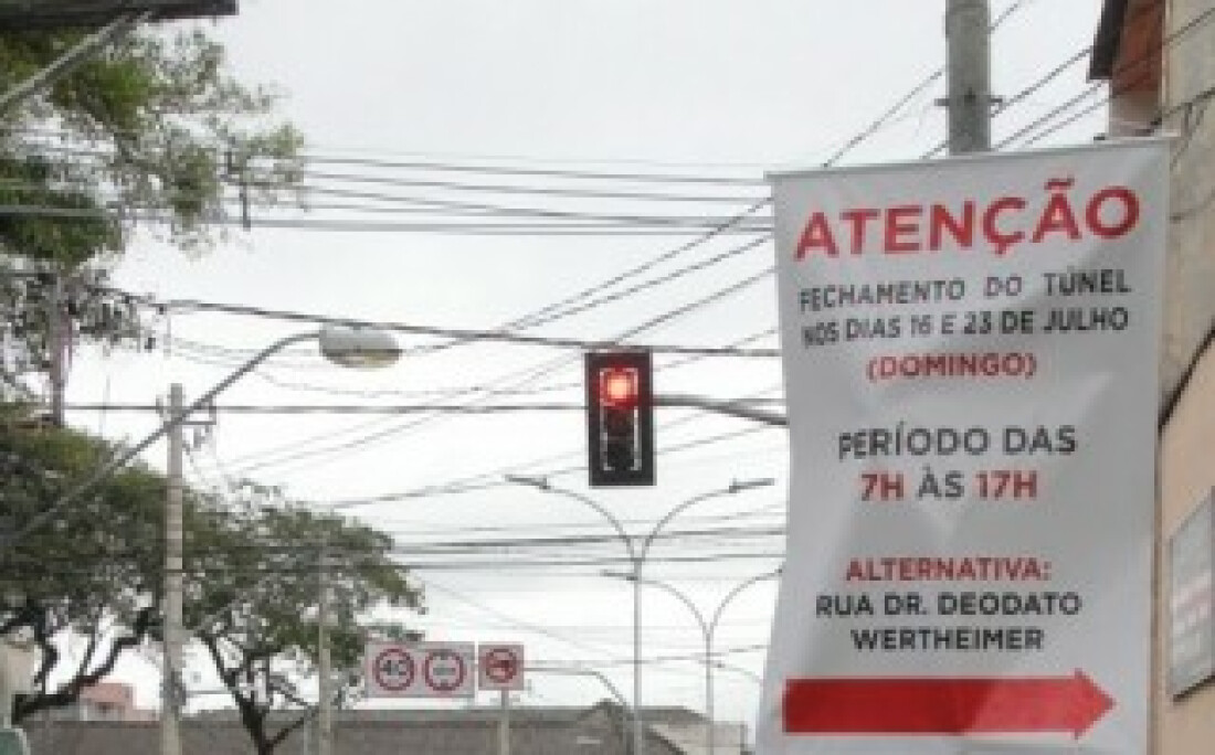 Túnel será interditado neste domingo: