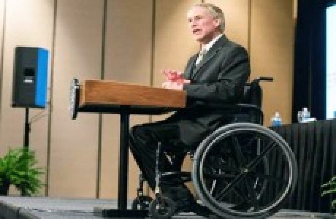 Cadeirante, governador do Texas frisa: "Supere qualquer desafio"