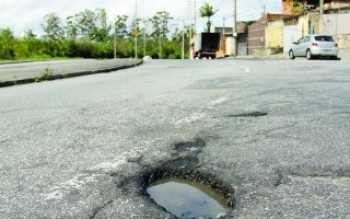 Avenida: buracos, desníveis e poças