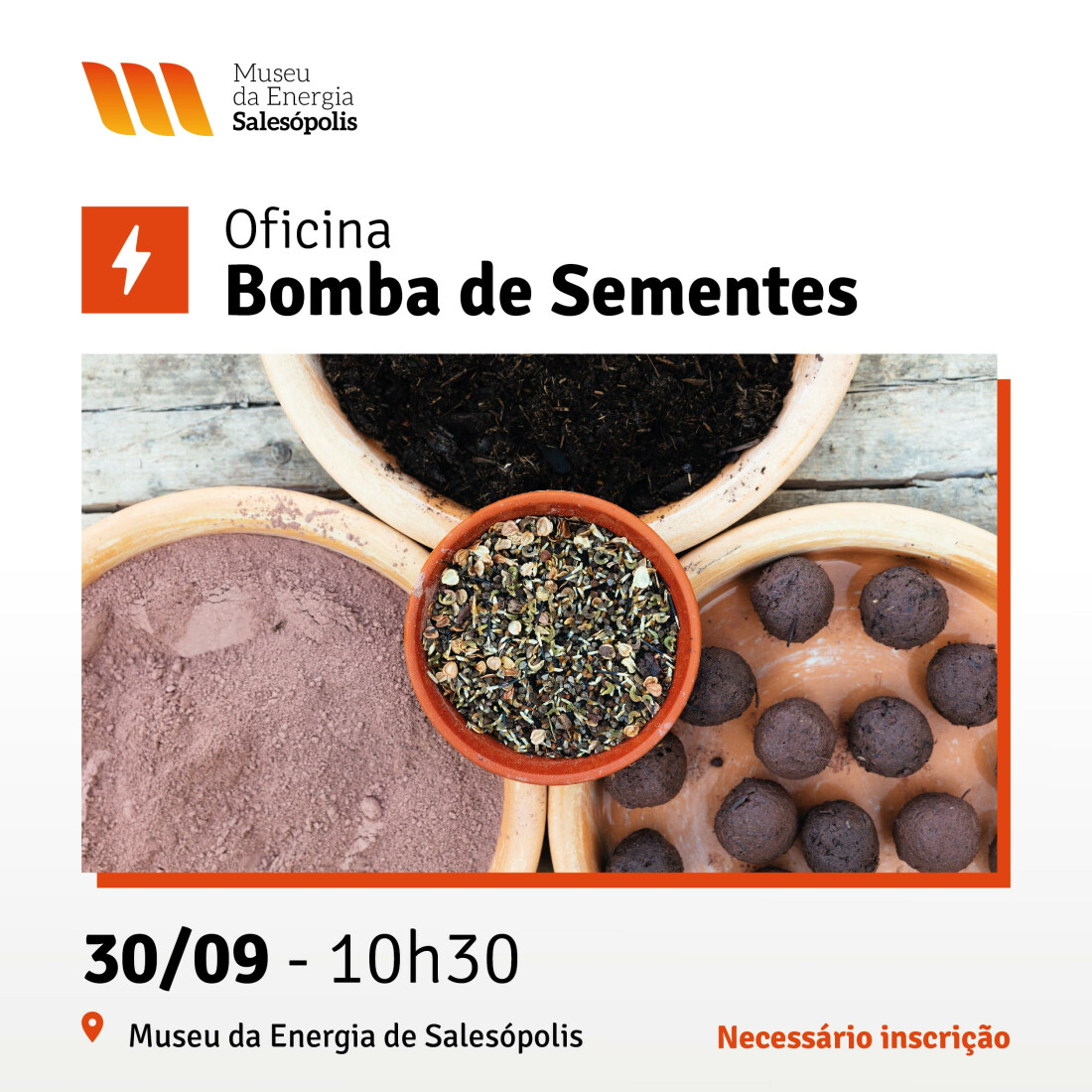 Museu da Energia de Salesópolis receberá a oficina Bomba de Sementes 