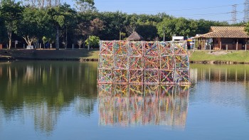 Maurício Chaer inaugura nova obra de arte no Parque Centenário, em Mogi